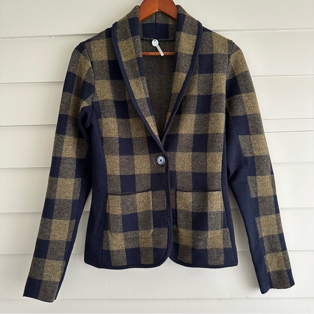 Buffalo check sweater jacket - academia poetcore preppy old money aesthetic